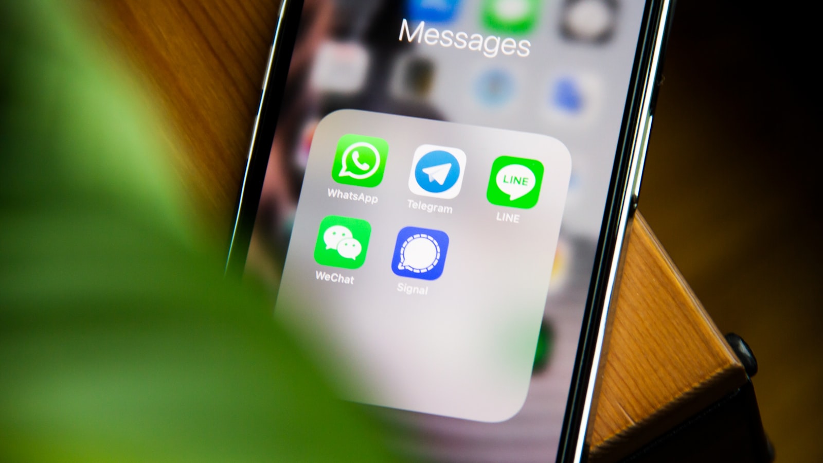 A phone screen showing messaging app icons