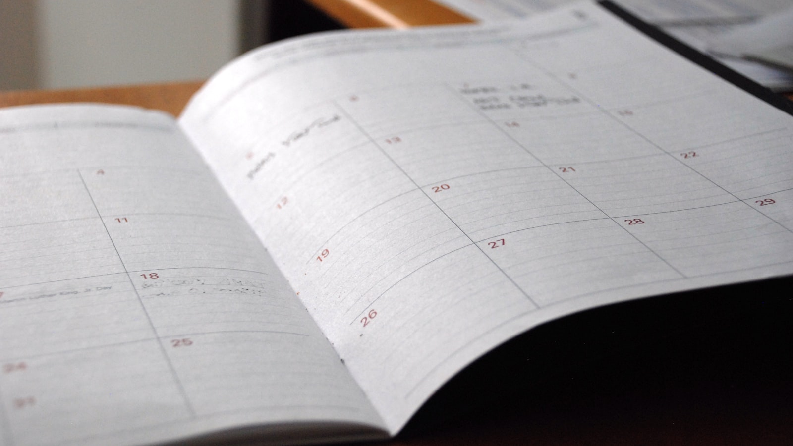 A monthly wall calendar with the dates laid out in a clean grid