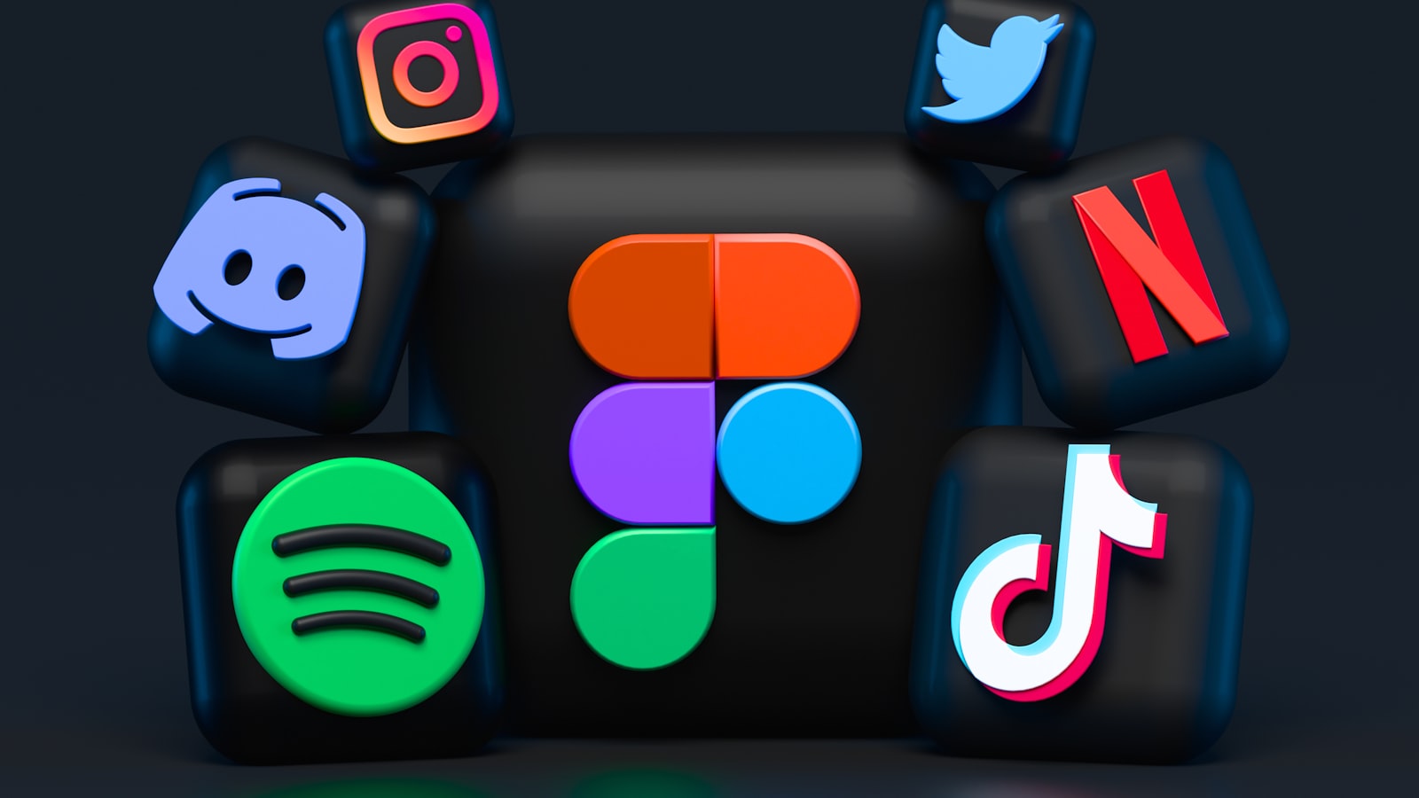 3D social media app icons, Instagram among them
